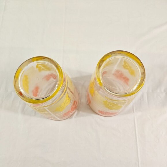 Hazel Atlas Frosted Fall Leaves Large 22 Oz Tumbler Drinking Glasses – Set of 2 - Picture 15 of 17